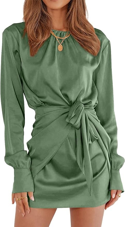 Pretty Garden Womens Crewneck Elastic Tie Waist Cocktail Party Dresses