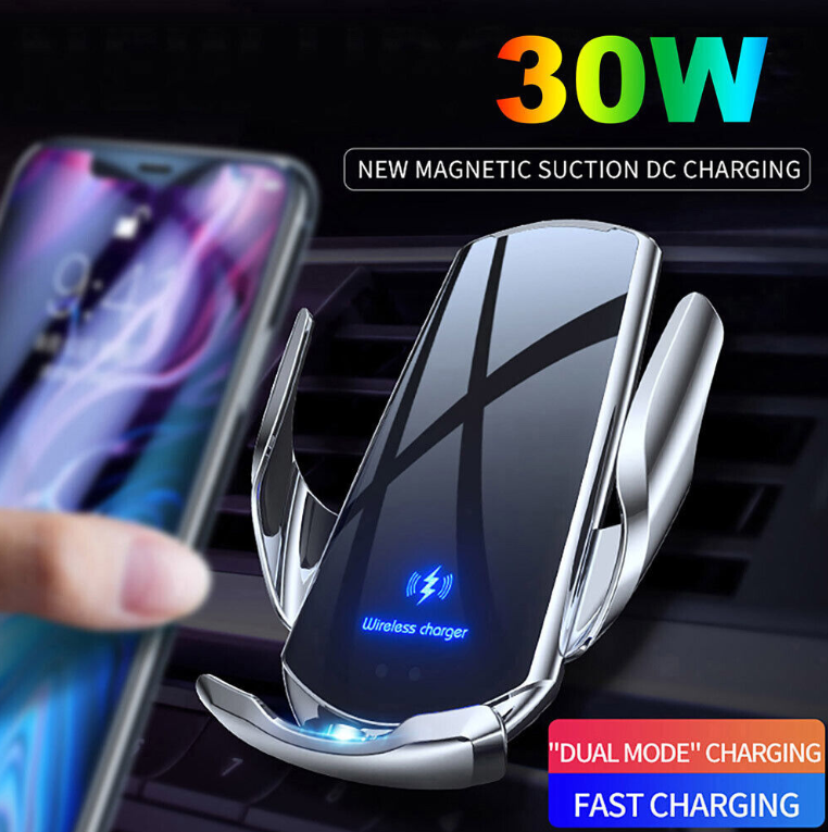 30W Car Wireless Charger Infrared Induction Cell Phone Holder for iPhone 13 Pro 12-show original title