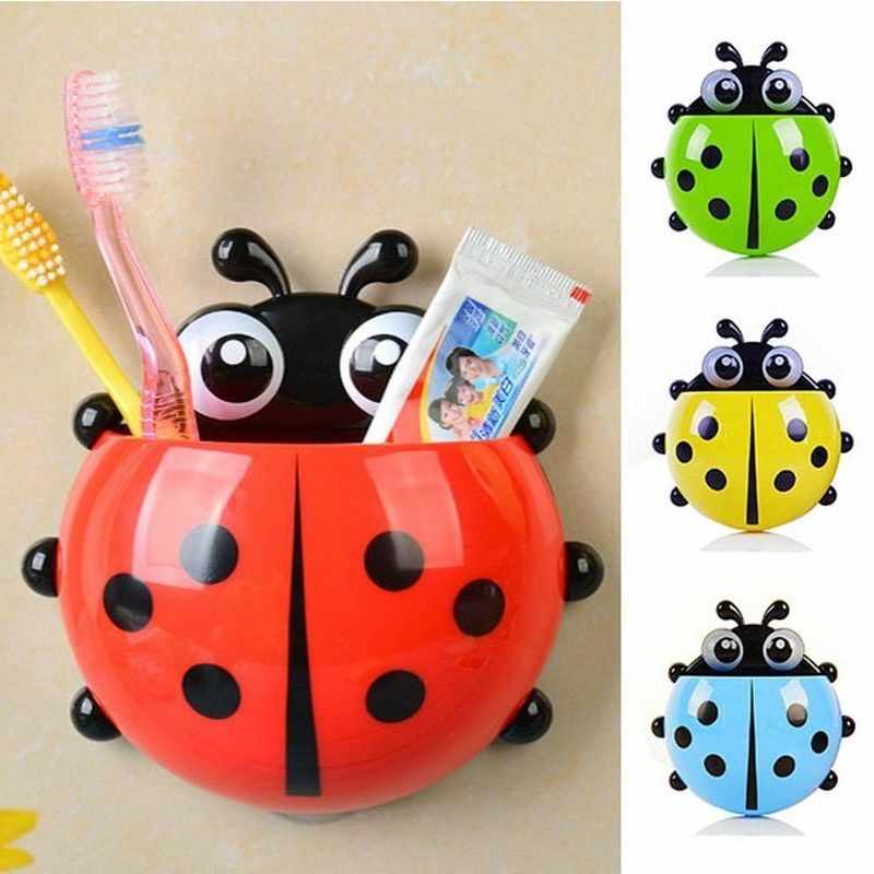 Toothbrush Holder Animal Ladybug Insect Bathroom Cartoon Toothpaste Wall Suction
