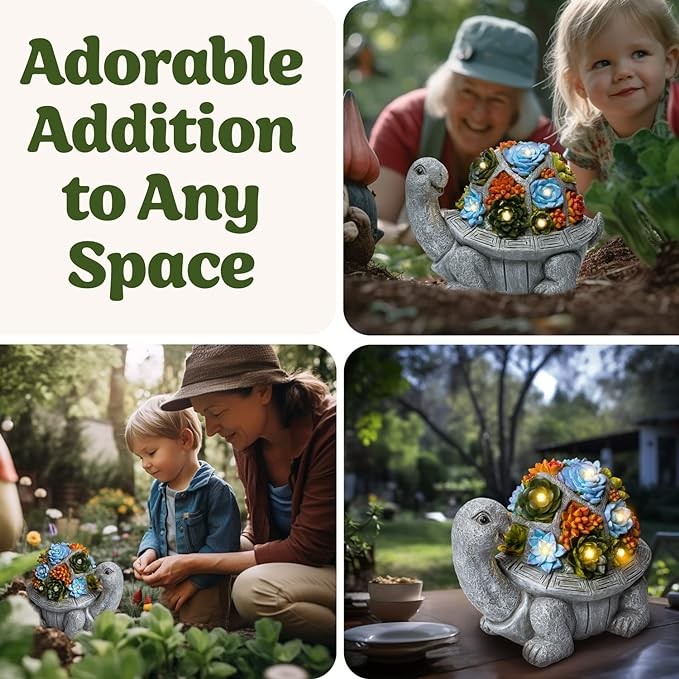 Mothers Day Gifts from Daughter, Gifts for Mom, Mom Gifts, Solar Garden Statues Outdoor - Large Solar Turtle Statue Garden Decor, Outdoor Decorations for Patiom Turtle Gifts, Turtle Gifts