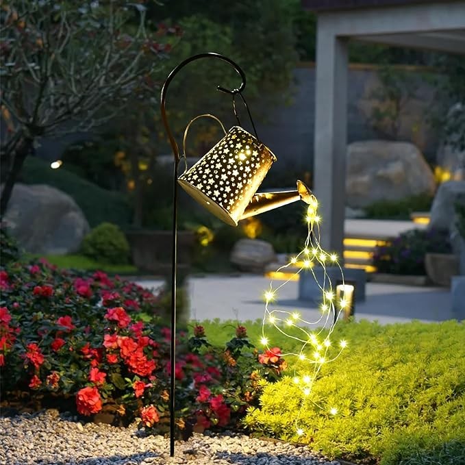 qdomodoo Solar Watering Can,Watering Can Solar Lights Outdoor Garden Decorative,Watering Can Lights Solar Powered,Solar Watering Can with Cascading Lights for Mom'S Birthday Gifts