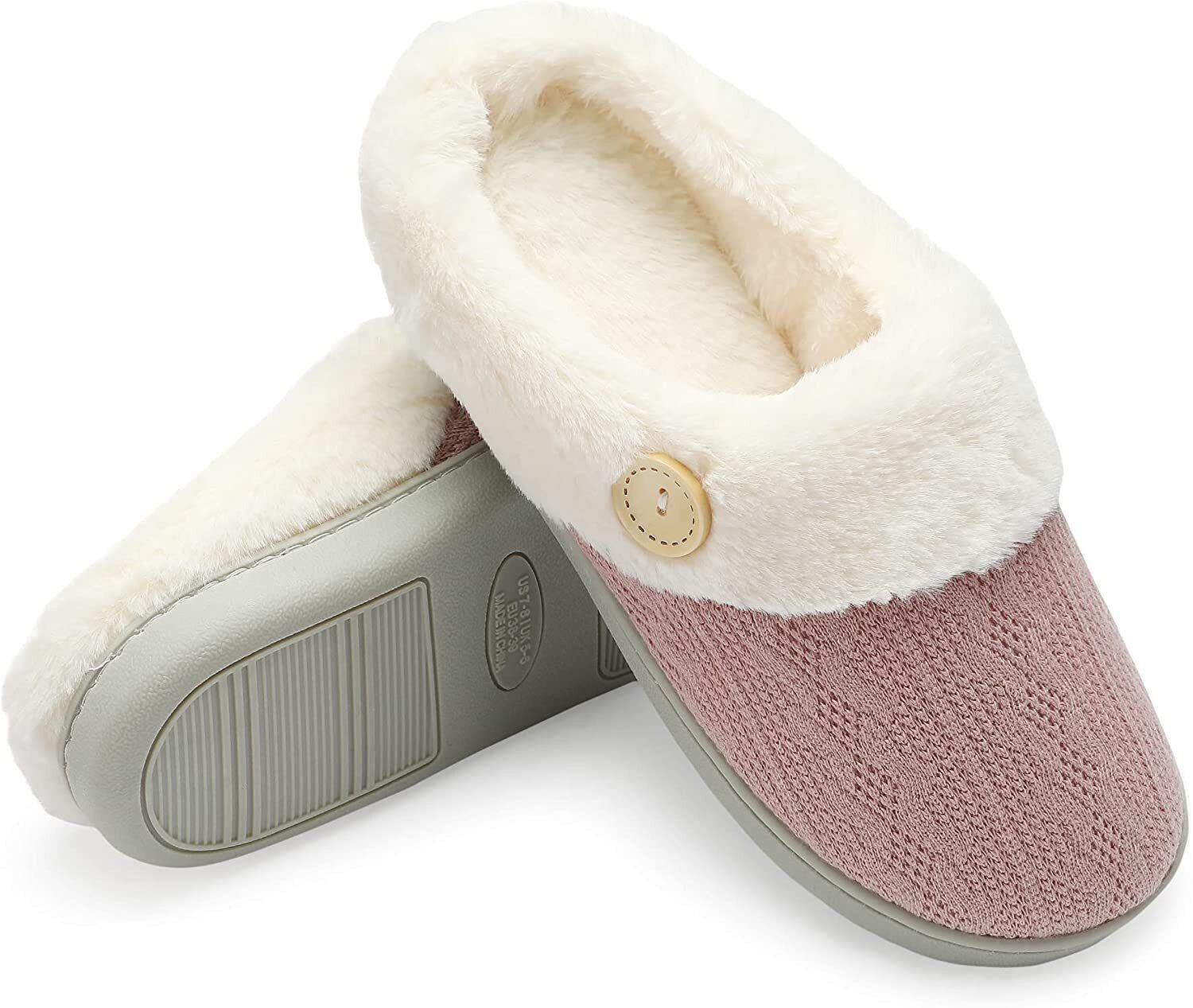 Chantomoo Womens Slipper Warm Comfy Memory Foam House Slippers Knitted Shoes Fau