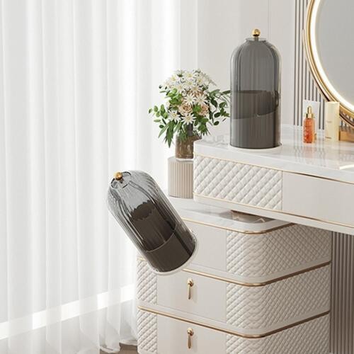 360° Rotating Makeup Brush Storage Box Dustproof Cover Cosmetic Organizer