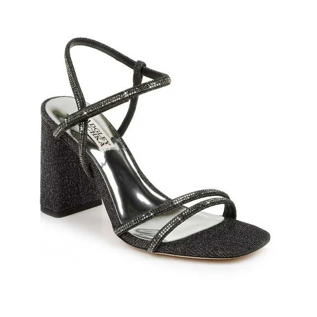 Badgley Mischka Womens Rebekah Shimmer Strappy Block Heels