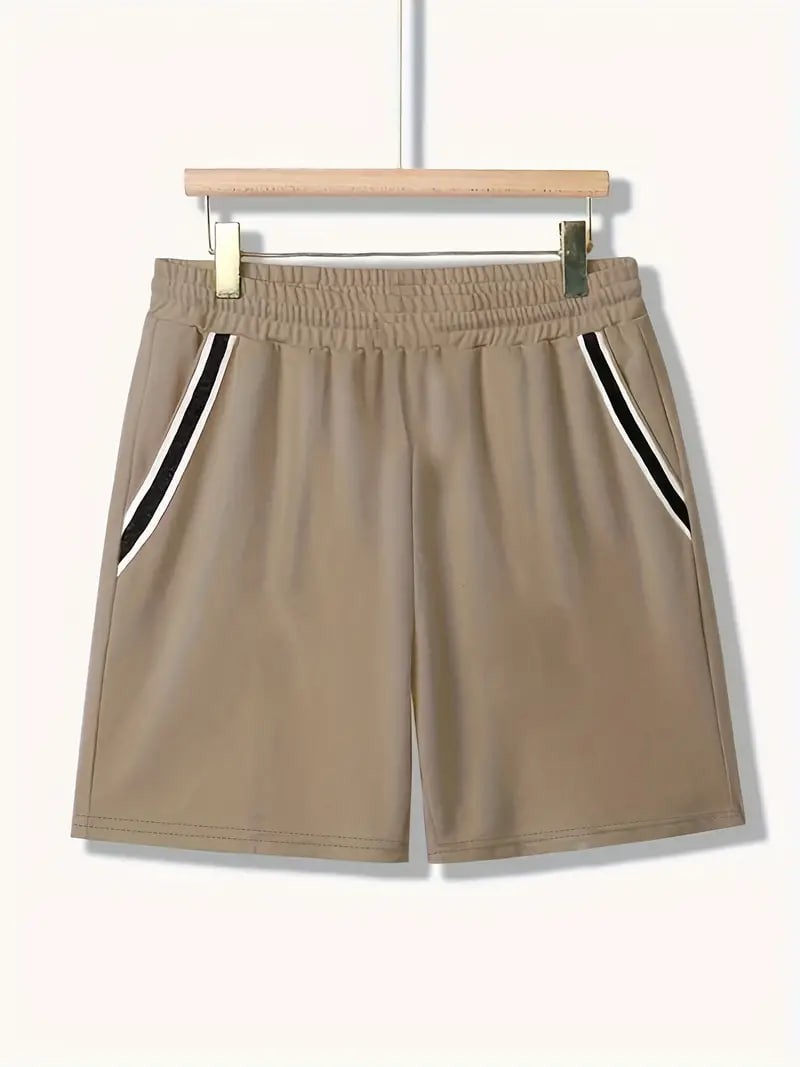 Men's Trendy Summer Striped T-Shirt Shorts Set, Oversized Casual Sports 2Pcs Outfits, Men's Clothing, Plus Size