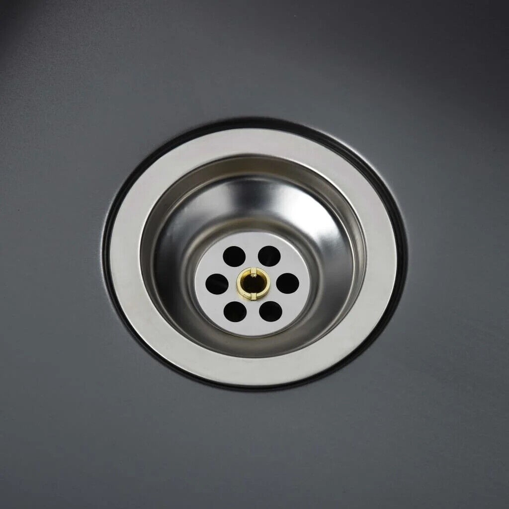 15.7" Handmade Kitchen Sink Undermount Drop-in Single Bowl Stainless Steel Black