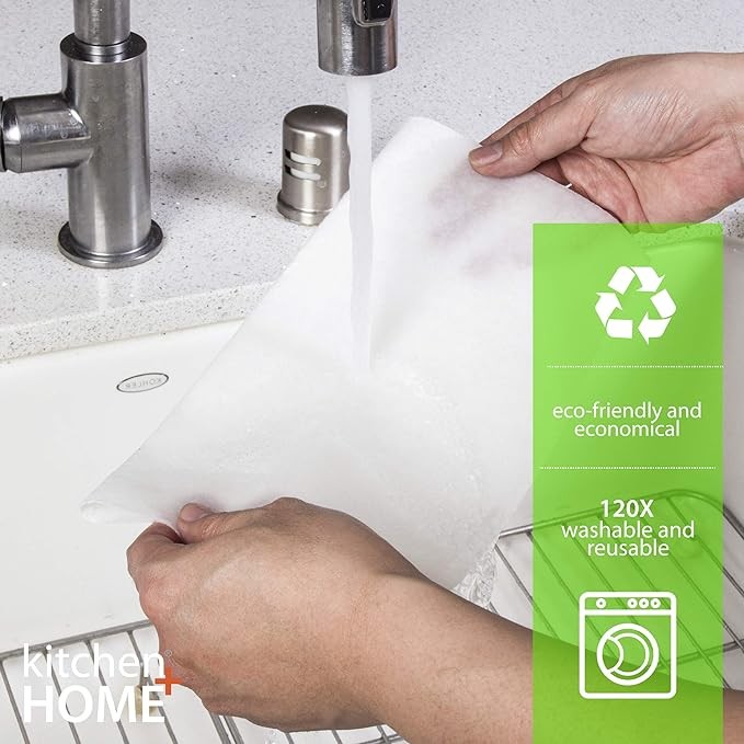 Kitchen + Home Paper Towel Alternative – Heavy Duty Washable Reusable Rayon Towels - One roll replaces 6 months of towels!